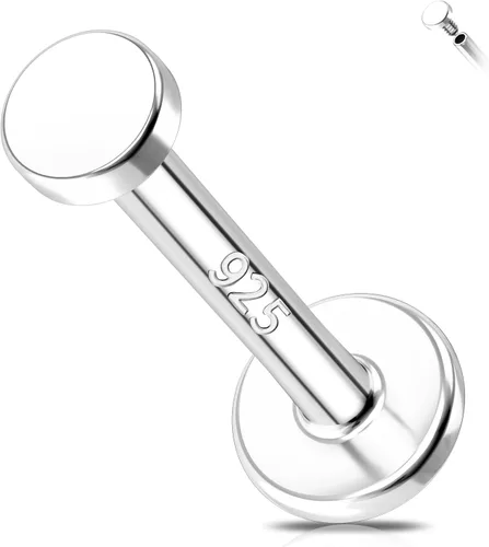 Vista 8 de Melighting Aretes de hélice de plata esterlina 925 para cartílago, roscados internamente, tragus, aretes de espalda plana, 6/0.315 in, piercing