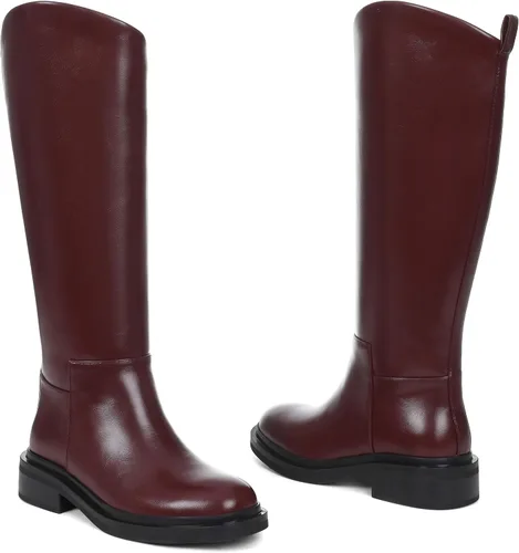 Vista 8 de Knee High Boots for Women Round Toe Flat Low Chunky Heel Boot Side Zipper Dress Long Fashion Tall Boot Fall Winter Riding Boots