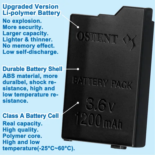 Vista 4 de OSTENT 1200mAh 3.6V Li-ion Polymer Lithium Ion Rechargeable Battery Pack Replacement for Sony PSP 20003000 PSP-S110 Console