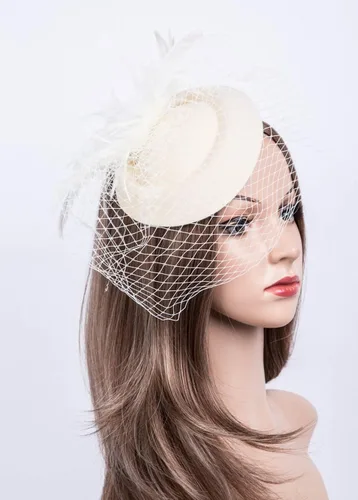 Vista 2 de Sombreros inspirados en el estilo de los años 20 y 50, sombrero pastillero, sombrero de cóctel, fiesta de té, sombrero con velo para niñas y mujeres