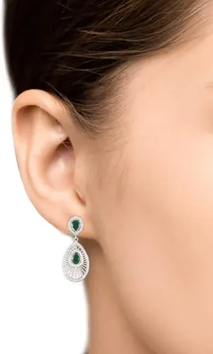 Vista 2 de Alithea - Aretes colgantes de piedras preciosas para mujer, plata de ley 925, sin níquel e hipoalergénicos
