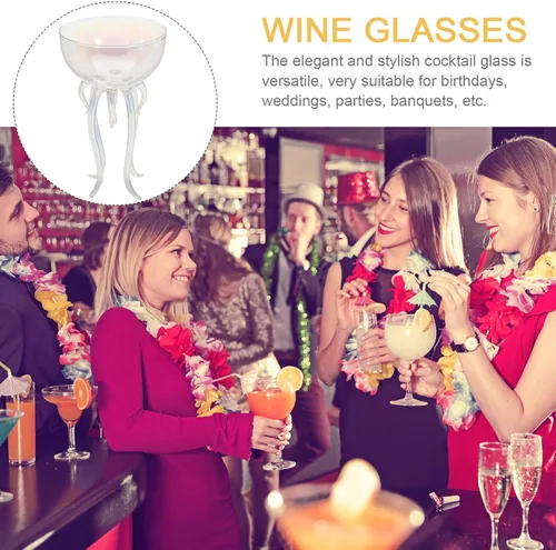 Vista 8 de Copa de cóctel creativa Forma única Medusa Copa de vino Uso Pub Copas de vino transparentes Fiestas Bodas Bares para el hogar