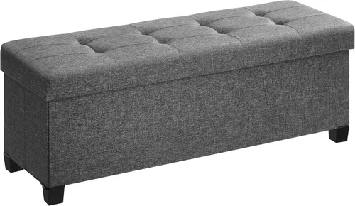 Vista 8 de SONGMICS Banco otomano de almacenamiento, reposapiés plegable con patas, 15 x 43 x 15.7 pulgadas, banco de extremo de cama, baúl de almacenamiento