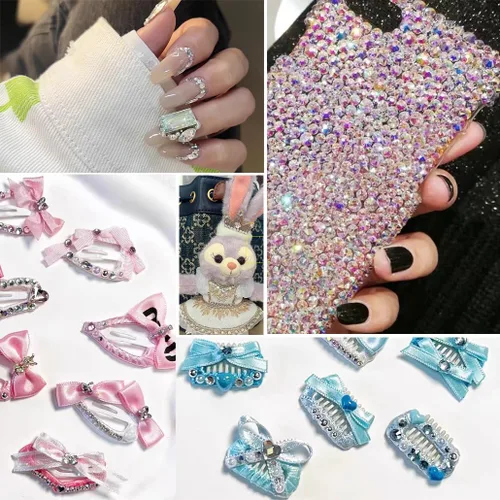 Vista 6 de 1000 diamantes de imitación termoadhesivos a granel, diamantes de imitación AB transparentes para manualidades, ropa, decoración de bricolaje, SS20