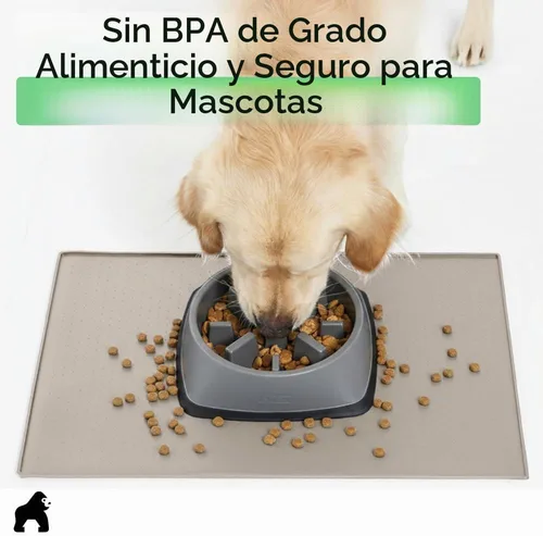 Vista 8 de GORILLA GRIP Alfombrilla para mascotas 100% impermeable con bordes elevados de silicona sin BPA, alfombrillas para comida de gatos y perros que Beige