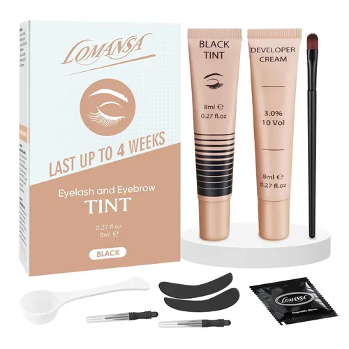Vista 10 de Kit de color de pestañas Lomansa Instant Black 8ml, fácil de usar con resultados naturales para salón de belleza principiante
