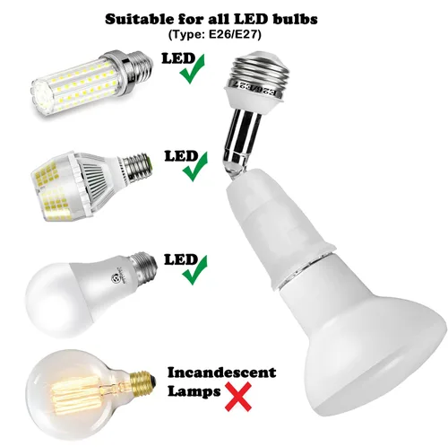 Vista 3 de Adaptador de enchufe divisor E26/E27 ajustable de 360° para bombillas LED estándar (paquete de 2)