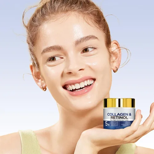 Vista 6 de Crema de colágeno con retinol, crema facial antienvejecimiento que reduce las líneas finas y las arrugas, hidratante diario para mujeres y hombres