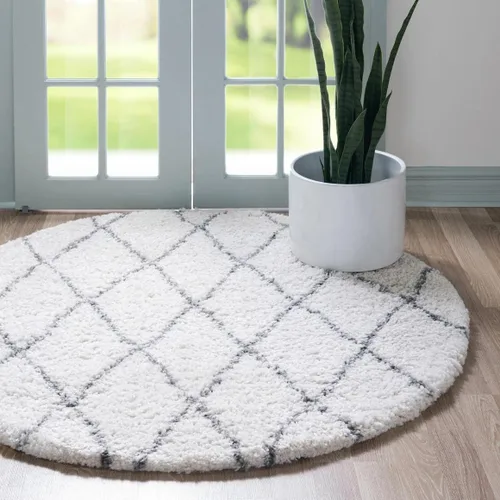 Vista 24 de Unique Loom Rabat Shag Collection - Alfombra de área con enrejado (2 pies 2 pulgadas x 3 pies 1 pulgada, rectangular, marfil puro/gris)
