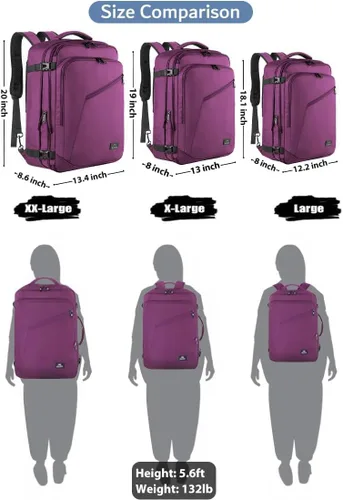 Vista 96 de MATEIN - Mochila de viaje extragrande de 10.56 galones, mochila de viaje ampliable apta para aerolíneas, para viajeros de fin de semana, hombres