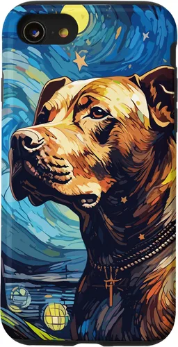 Vista 18 de Funda para iPhone 16 Pitbull Starry Night para perro, mamá, perro, papá