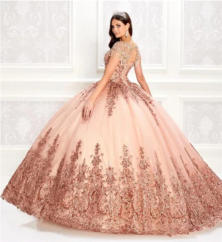 Vista 2 de Snow Lotus Women's Embroidery Princess Quinceanera Dresses with Wrap Lace Floral Applique Beads Ball Gown Sweet 16 Dresses