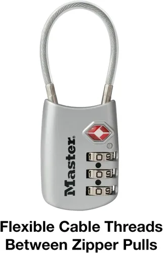 Vista 5 de Master Lock 4688D Candado para Equipaje con Combinación Personalizable Aprobado por TSA, 1 Unidad, Plateado