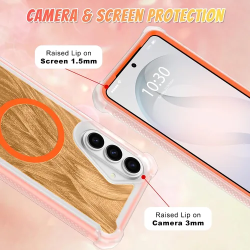 Vista 377 de Bonoma - Funda compatible con Samsung Galaxy S21 Plus, diseño de corazón con purpurina, color rosa Support for MagSafe, Plating Magnetic Case TPU