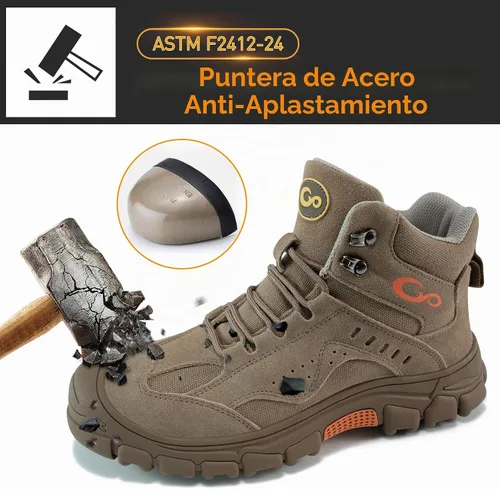 Vista 4 de Ablanczoom Botas de trabajo para hombre con puntera de acero – ASTM F2412-24 Calzado de construcción antideslizante cómodo, transpirable y duradero