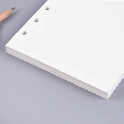 Vista 5 de Papel de repuesto A6 en blanco, 100 hojas/200 páginas, hojas sueltas para carpetas personales Filofax, 6 agujeros perforados, páginas blancas