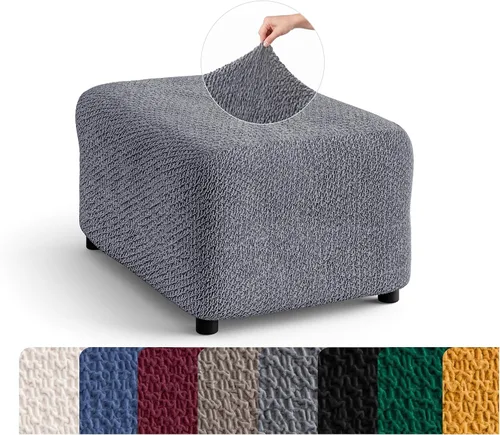 Vista 14 de PAULATO BY GA.I.CO. Funda otomana para taburete, funda de tela de poliéster suave, protector elástico de muebles de 1 pieza, colección de Negro