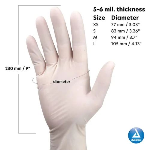 Vista 2 de Dynarex Guantes desechables de látex Safe-Touch, sin polvo, tamaño extra grande (XL), bisque, 100