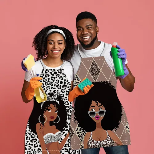 Vista 5 de 4 delantales impermeables para mujeres africanas, delantales ajustables para cocinero, reina, negro, para hornear, parrilla, jardinería, cocina