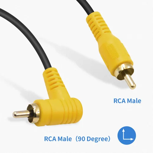 Vista 2 de Duttek Cable RCA de ángulo recto de 5 pies/4.9 ft, estéreo de 90 grados macho a macho con puerto chapado en oro 4K para amplificadores, cine