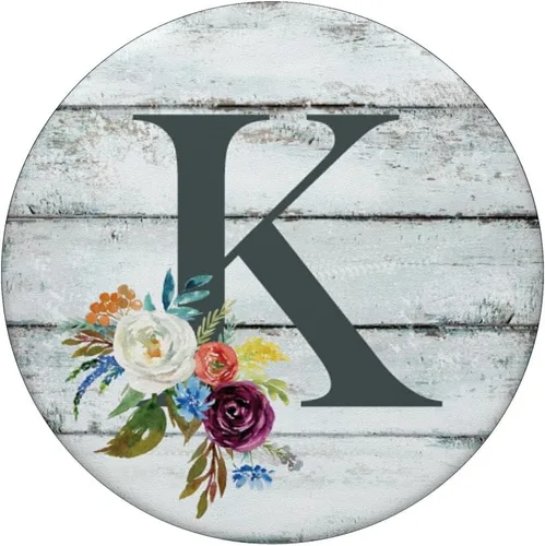 Vista 3 de Monogram Initial K - Soporte para teléfonos y tabletas, diseño de flores, Negro