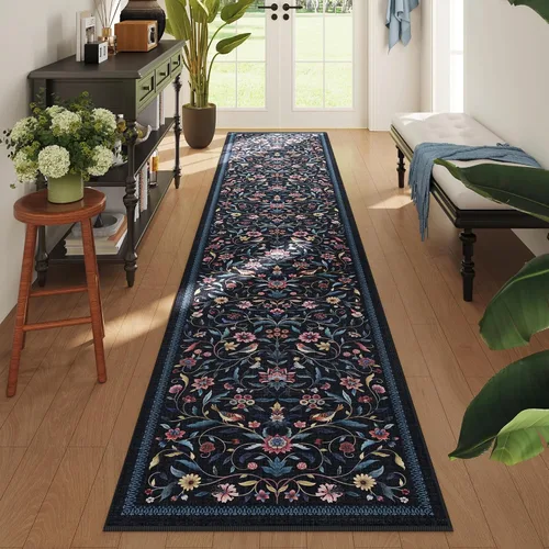 Vista 44 de Alfombra de entrada vintage con medallón floral de 2 x 3 pulgadas, lavable a máquina, alfombra de entrada de pelo bajo, suave, pequeña, alfombra