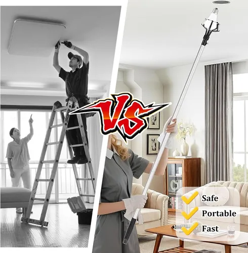 Vista 5 de Detachable Chandelier Light Bulb Changer, High Reach Pole to Change Lightbulbs in A Ceiling, Replace Light Bulbs Changing Rod(19ft/5.8m)