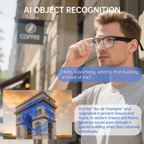 Vista 6 de Lentes inteligentes Bluetooth con cámara HD, grabación de video 1080P, voz AI, chatgpt, audio de oído abierto, música, llamadas, micrófono ANC