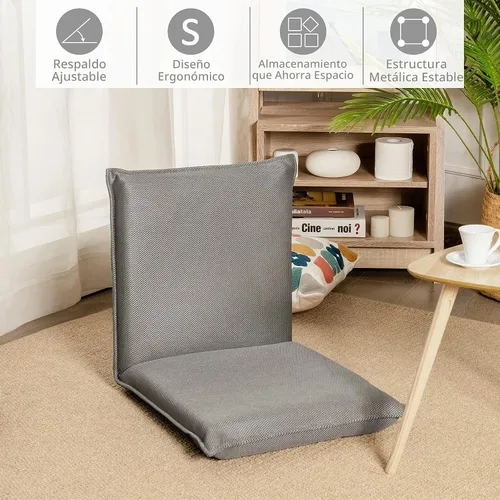 Vista 7 de BECOMFORT Silla plegable de suelo, silla de meditación ajustable de 6 Gris