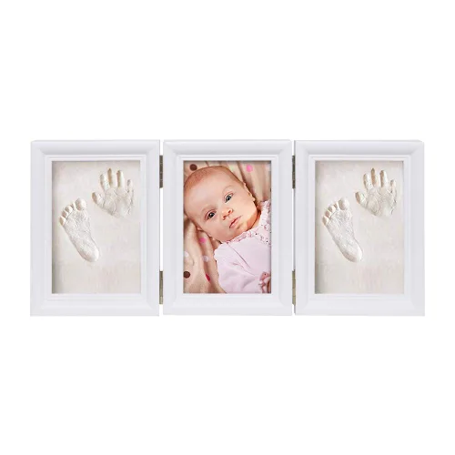 Vista 10 de Kit de huellas de manos para bebés y marco de fotos para niños o recién nacidos, caja de recuerdos para niños y niñas (marco de café clásico, blanco)