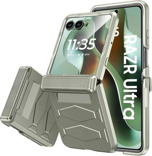 Vista 28 de Vizvera para Motorola Razr 2024 - Funda con tapa con bisagra, protector de pantalla incorporado, a prueba de golpes, funda todo en uno para Negro