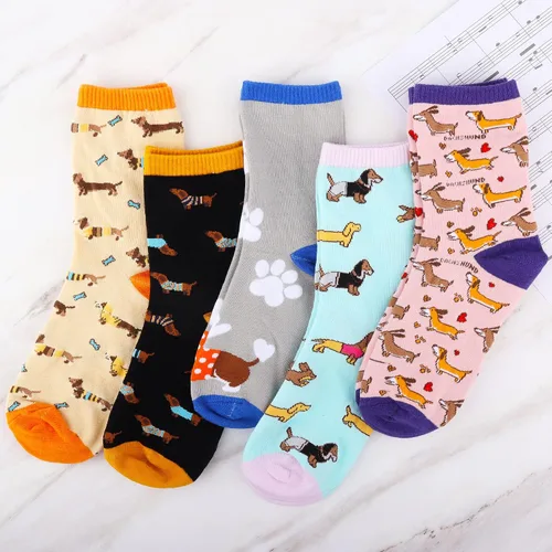 Vista 2 de Jeasona Calcetines lindos para mujer, diseño de perro salchicha de pollo, abeja, erizo, panda, regalos para mujer