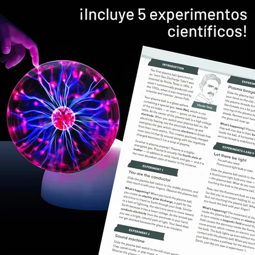 Vista 7 de Thames & Kosmos La Bola de Plasma Esencial de STEM Dispositivo Científico Clásico, Esfera de Vidrio Fresca de 5 Pulgadas, Espectáculo de Luz