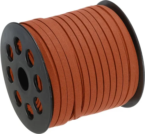 Vista 25 de uxcell Cordón de gamuza, 49.21 yardas, 0.197 in, cuerda plana de hilo de cuero para bolso, bolso, cordones de zapatos, manualidades, fabricación