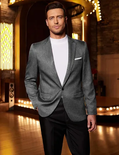 Vista 4 de COOFANDY Trajes ajustados de 3 piezas para hombre, con un botón, chaleco, pantalones de traje con corbata