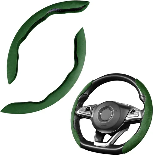 Vista 17 de LoyaForba Funda universal para volante de automóvil, protector universal de cuero segmentado de 15 pulgadas, antideslizante y suave, transpirable
