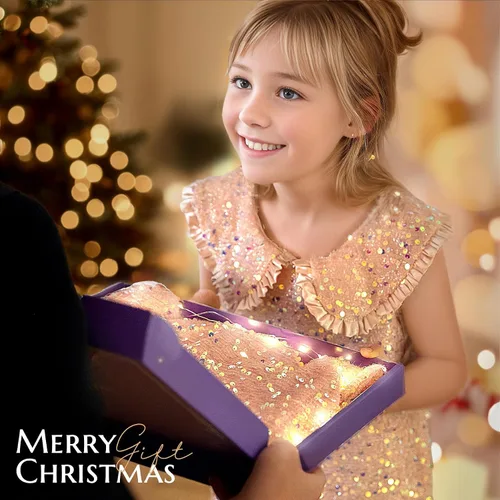 Vista 3 de Vestido de lentejuelas brillantes para niñas, vestidos de fiesta de princesa para niñas pequeñas, traje de cumpleaños, vestidos para ocasiones
