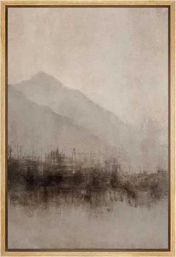 Vista 7 de SIGNFORD Lienzo enmarcado para pared, acuarela pastel, morado, luna, cielo, naturaleza, ilustraciones de área silvestre, arte moderno, vibrante