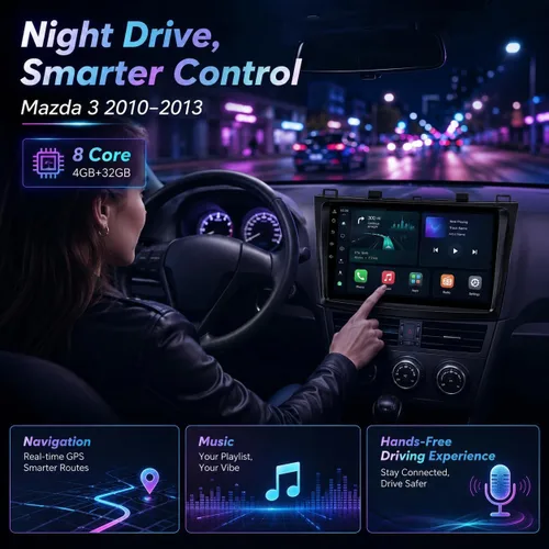 Vista 8 de Radio de coche estéreo para Mazda 3 2010-2013: pantalla táctil de 9 pulgadas con Carplay y Android Auto-GPS EQ DSP Bluetooth FM SWC Mirror Link