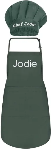 Vista 21 de Delantales personalizados para hombres y mujeres – Delantal personalizado con nombre bordado y bolsillos para cocina, pintura, manualidades, salón