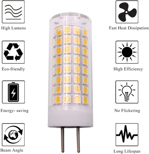 Vista 5 de ZHENMING Bombilla LED GY6.35 G6.35 de 7 W CA 110 V-130 V (no se puede utilizar a bajo voltaje de 12 V), blanco cálido 3000 K regulable 65 W
