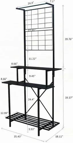 Vista 5 de Estante colgante para macetas, resistente soporte para plantas, enrejado, soporte para plantas de múltiples capas para el hogar, jardín, balcón