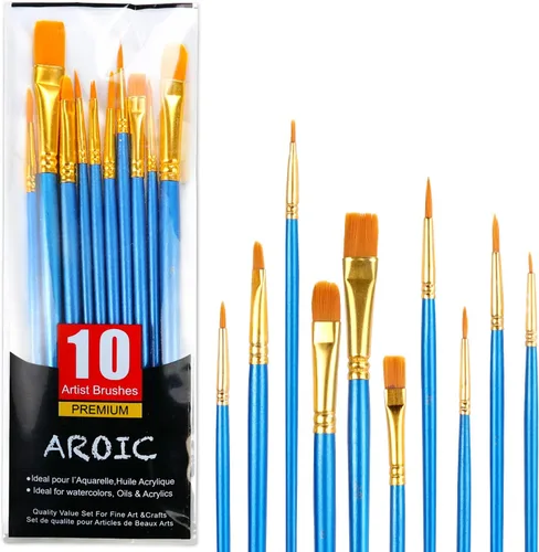 Vista 29 de AROIC Pinceles de Pintura Pequeños a Granel, 80 Piezas de Pinceles de Pintura de Cerdas de Nylon Negro para Niños con Punta Plana Redonda