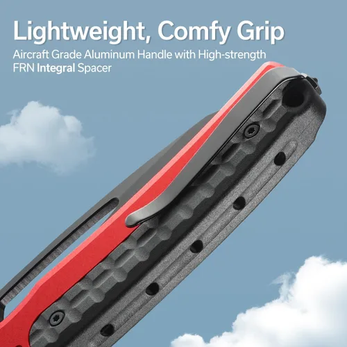 Vista 4 de CIVIVI Sentinel Strike - Cuchillo de bolsillo con rompecristales, cuchillo plegable utilitario para EDC al aire libre, hoja Tanto inversa de 3.7 Rojo