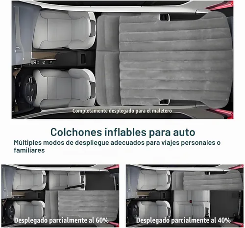Vista 2 de Colchón de aire para automóvil, cama inflable para campamento compatible con Tesla modelo Y, cama de aire flocada gruesa para maletero, asiento