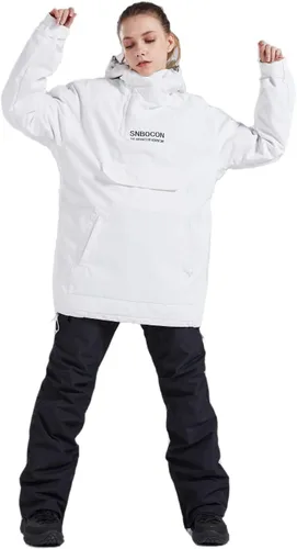 Vista 2 de Chaqueta anorak de esquí para mujer, impermeable, resistente al viento, cálido, para snowboard, abrigo de invierno con capucha