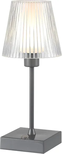 Vista 9 de JONATHAN Y JYL7225A - Lámpara LED recargable portátil de bronce aceitado de 12.5 pulgadas, con pantalla acrílica acanalada transparente, regulable
