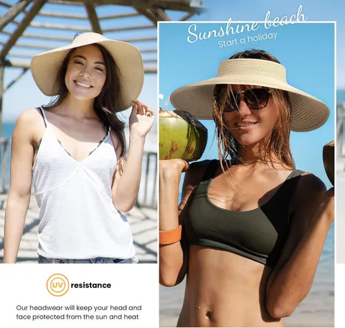 Vista 59 de Simplicity - Sombrero con protección solar UV UPF 50 para mujer, convertible en visera para playa
