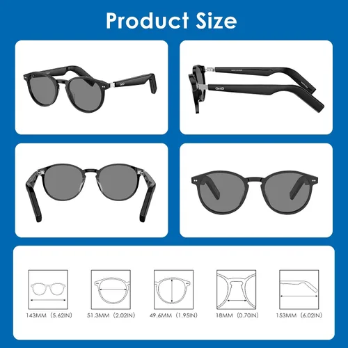 Vista 9 de GetD Gafas de acetato AI 2026, lentes inteligentes con tecnología ChatGPT, traducción en tiempo real con IA con 147 idiomas, gafas Bluetooth