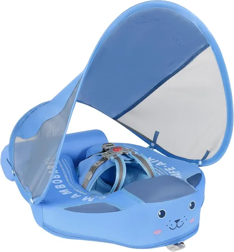 Vista 15 de Mambobaby Flotador con Toldo y Cola Nuevo Mejorado Flotador de Piscina No Inflable para Bebé Flotador de Natación Mambo Entrenador de Natación